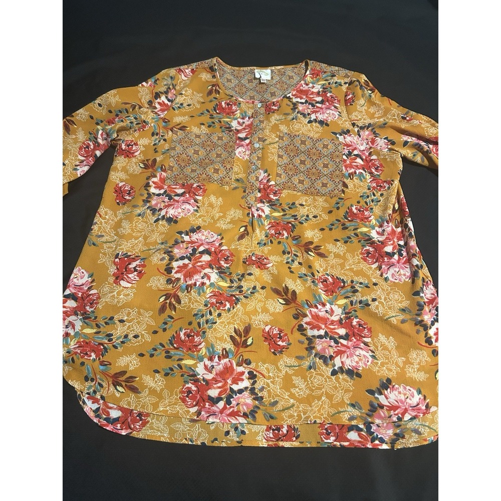 Anthropologie Fig and Flower Tunic Blouse~Plus 2XL~ Floral Boho Peasant Cottage - Picture 9 of 16